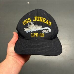 Vintage military US NAVY Uss Juneau black SnapBack hat cap OSFA